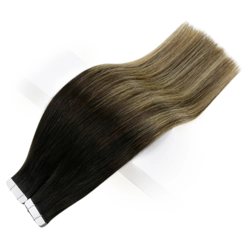 Balayage Tape In Human Hair Extensions – 20Pcs Seamless Remy