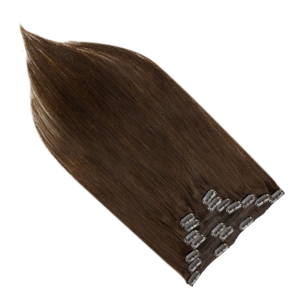 Double Weft Clip In Hair Extensions Brazilian Remy 7Pcs 100g