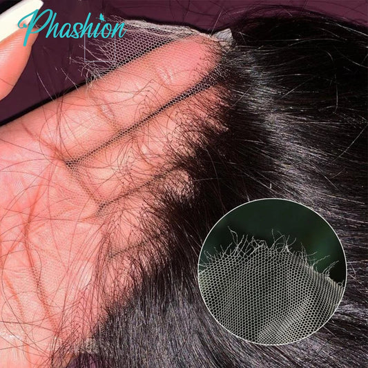 HD swiss lace closure wig in straight texture, natural black colour, shown on a model