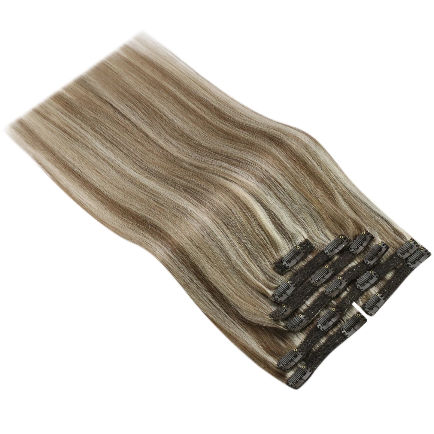 Double Weft Clip In Hair Extensions Brazilian Remy 7Pcs 100g
