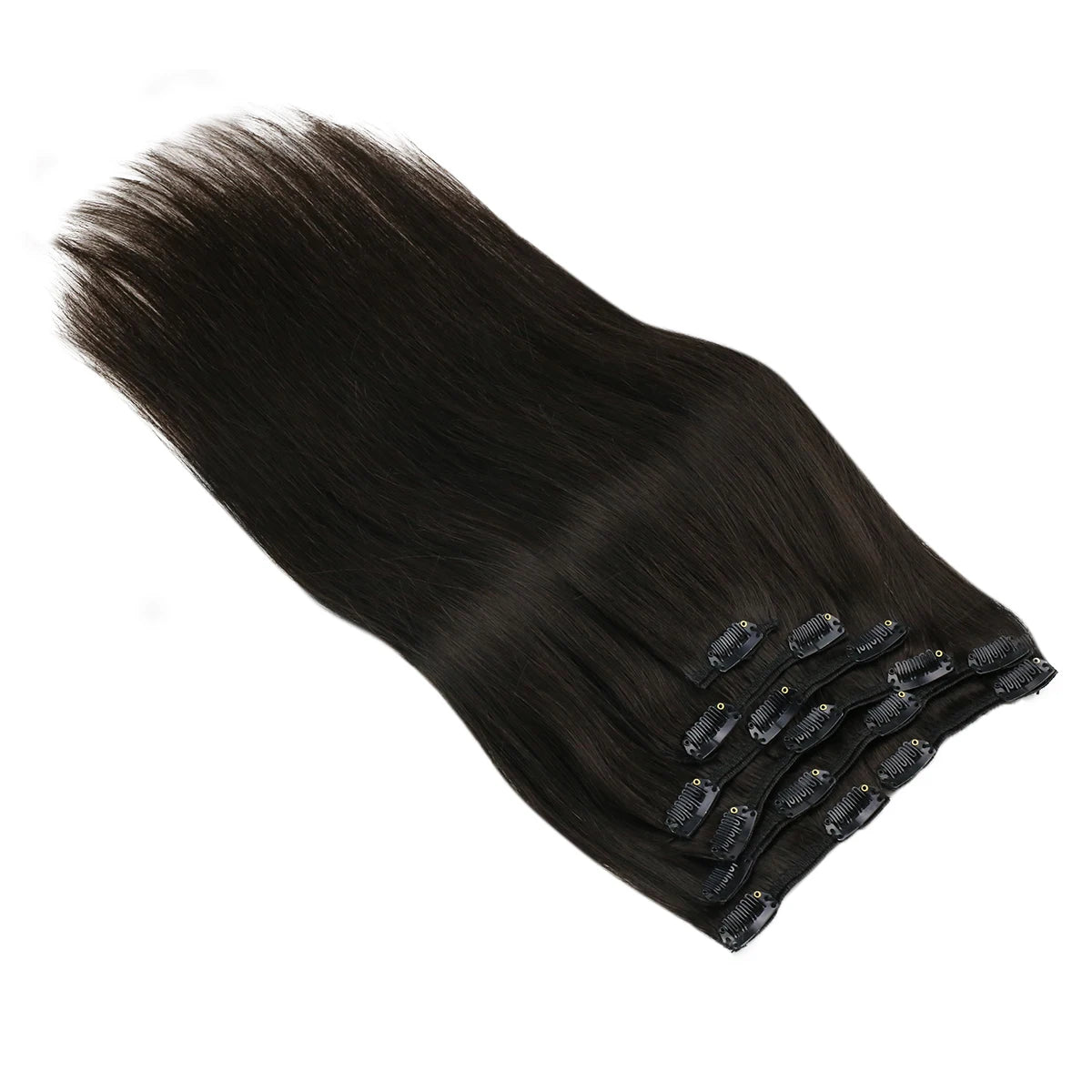 Double Weft Clip In Hair Extensions Brazilian Remy 7Pcs 100g