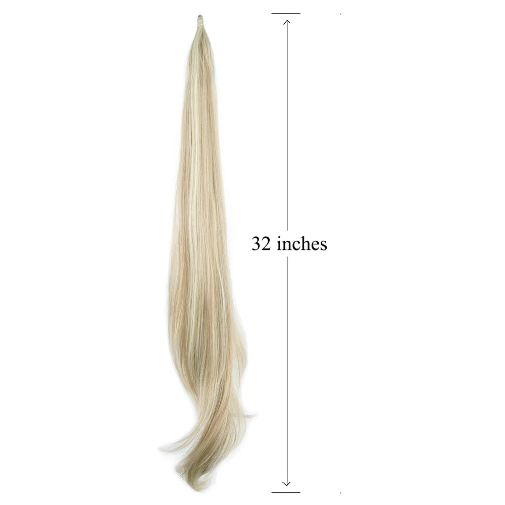 Premium Long Layered Blonde Ponytail Extension 32" Clip-In