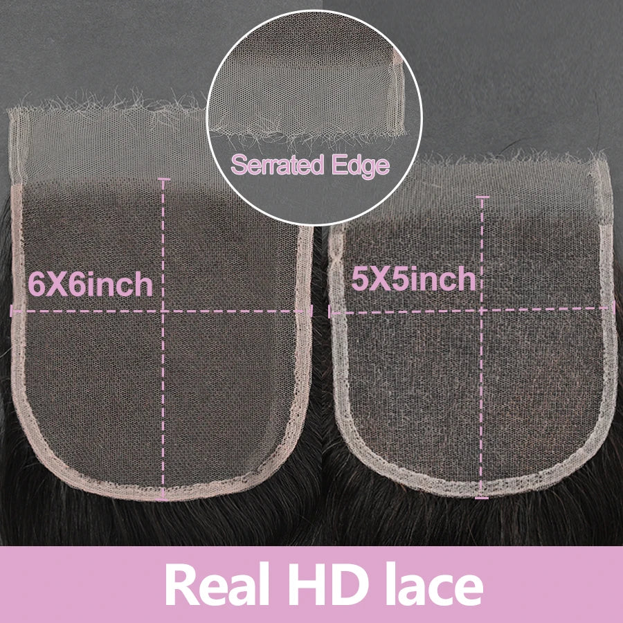 WOW ANGEL HD Lace 5x5 6x6 13x4 13x6 HD Lace Frontal Only Melt Skin Straight Hair Pre Plucked invisible HD Lace Closure Only
