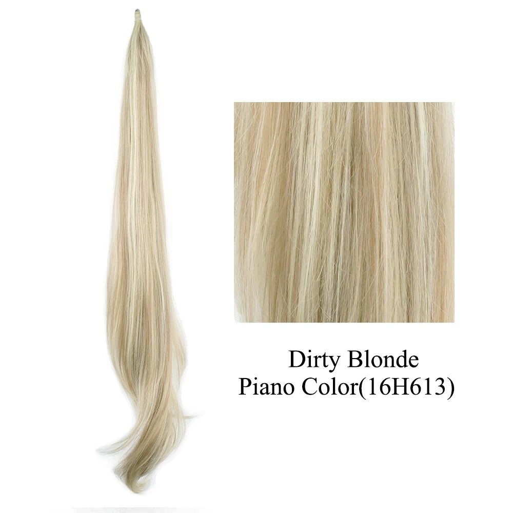 Premium Long Layered Blonde Ponytail Extension 32" Clip-In