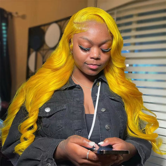 Light yellow 613 body wave HD lace frontal wig