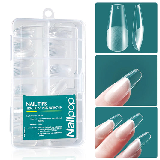 Nailpop 120Pcs Gel X Nail Tips Almond Square Full Cover Set
