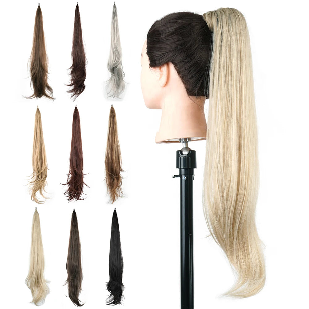 Premium Long Layered Blonde Ponytail Extension 32" Clip-In