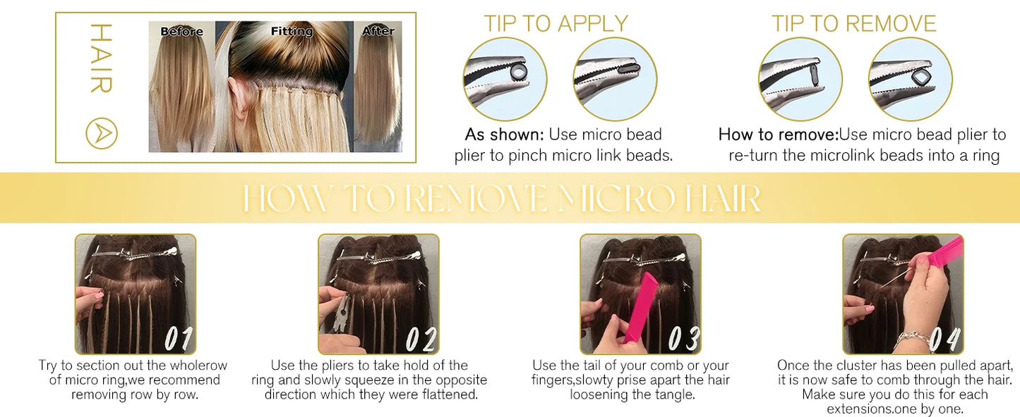 Remy Micro Ring Human Hair Extensions – No Heat, No Damage, 1g Strands