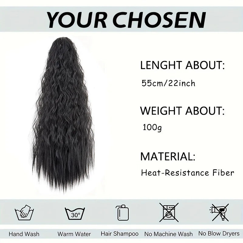 Premium Kinky Curly Drawstring Ponytail 22" Clip-In Hair Extension
