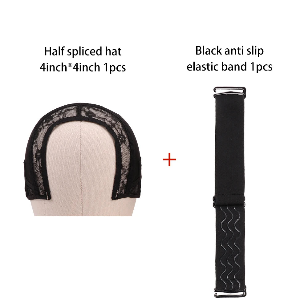 Plussign Half Splicing Wig Cap With Drawstring Silicone Band For Sewing 4*4 5*5 13*4 13*6 Lace Wig Lace Wig Cap For Making Wigs
