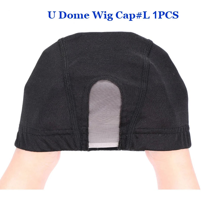 3.2x7.7Cm U Part Wig Cap With MONO Net 1Pcs Black Weaving Mesh Lace Wig Cap For Wig Making Stretch Dome Weaving Wig Cap Hairnet