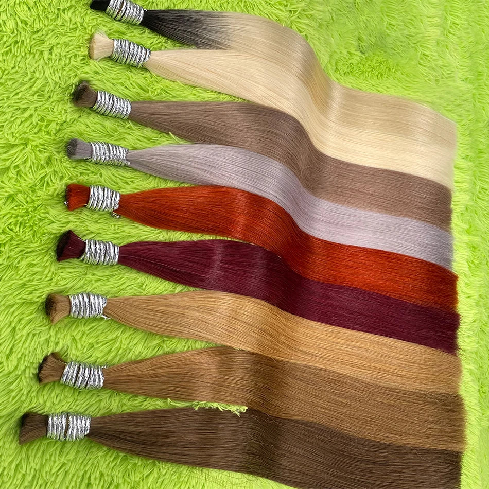 Shinehair Wholesale Straight Human Hair Bulk 100% Real Human Hair Extensions Highlight 16A Natural Black Hair Bundle Blonde 613