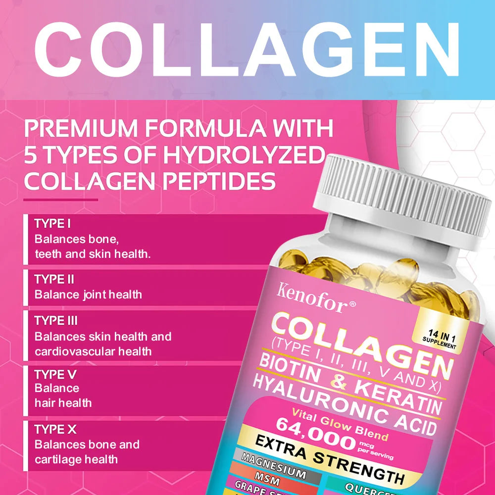 14-in-1 Collagen Biotin Keratin Capsules – Hair, Skin & Nails