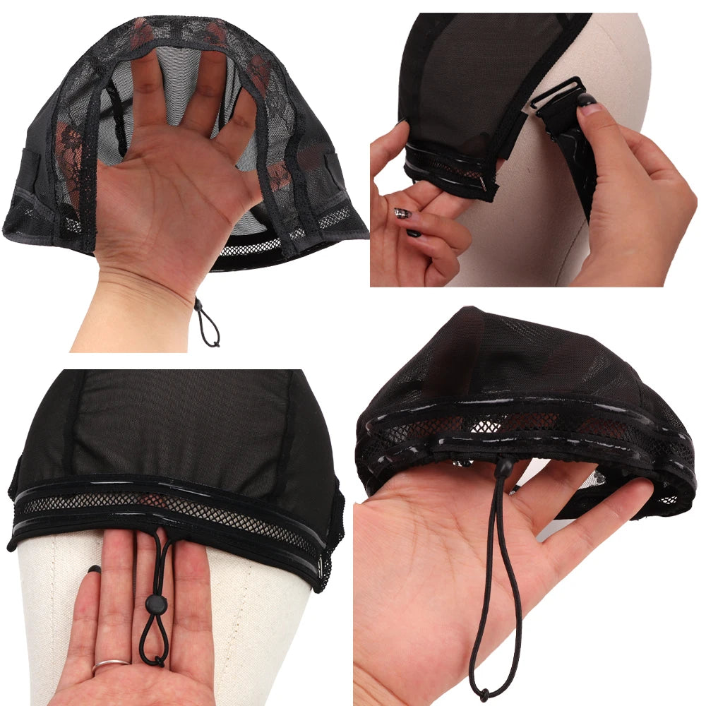 Plussign Half Splicing Wig Cap With Drawstring Silicone Band For Sewing 4*4 5*5 13*4 13*6 Lace Wig Lace Wig Cap For Making Wigs