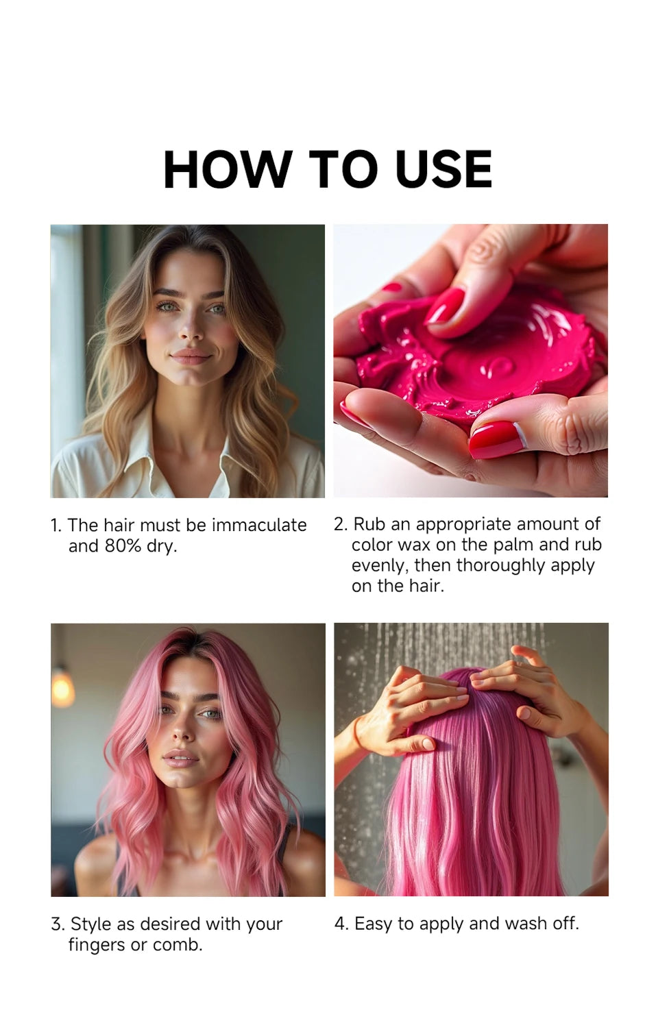 Hairs Dyed Mud Hair Colour Wax Easy To Wash Hair Styling Paste Dye for Eyebrow Beards Coloring Temporary Hair Color Style Cream