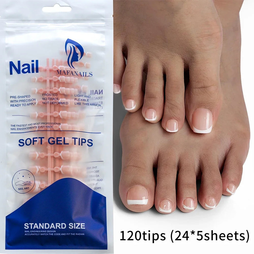 120pcs Pink Ombre Coffin Press-On Nails – Glossy