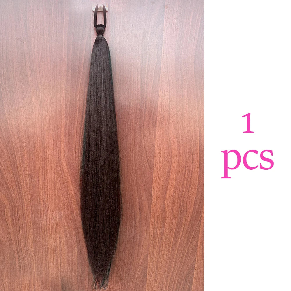 Vibrant 2Pcs Colorful Ponytail Extension Long Straight DIY Braid