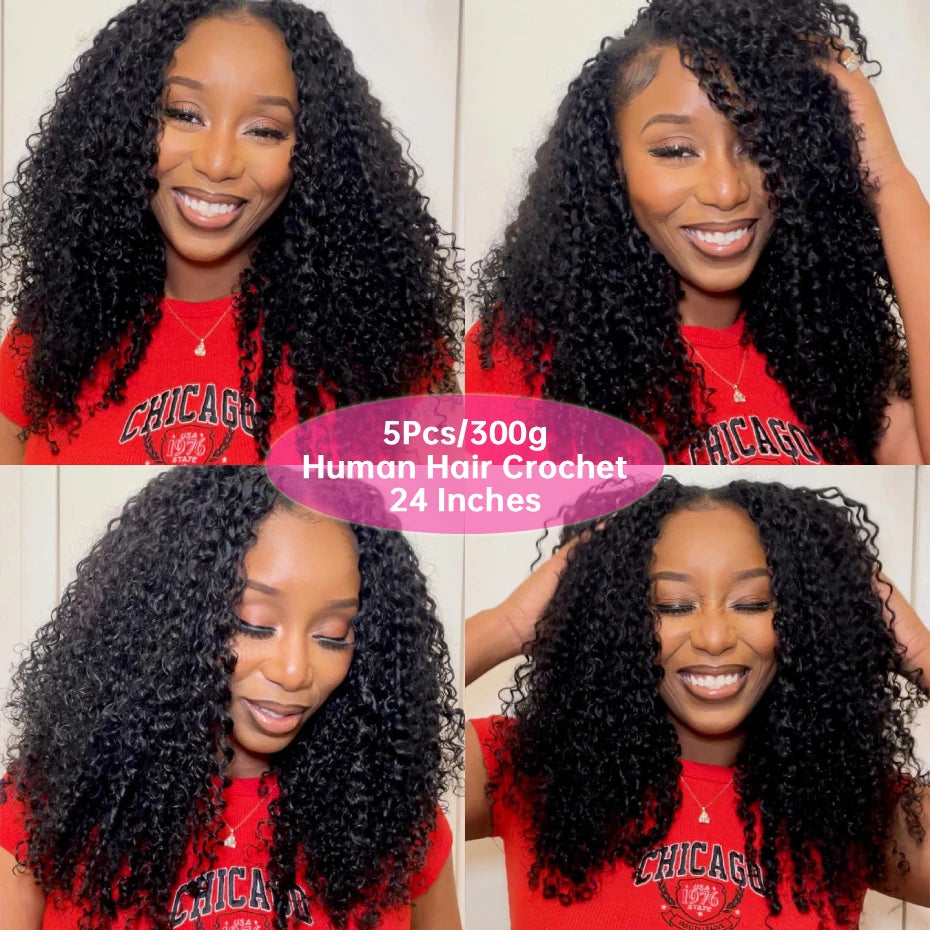 1B Burmese Curly Feather Crochet 100% Human Hair Pre-looped Invisible Miracle Knots Hair Feathered Pre-braided Crochet Human Hair Natural Colored Boho Braids Burmese Curls Hair Weave Bundles Remy Human Hair Extensions 20 22 2