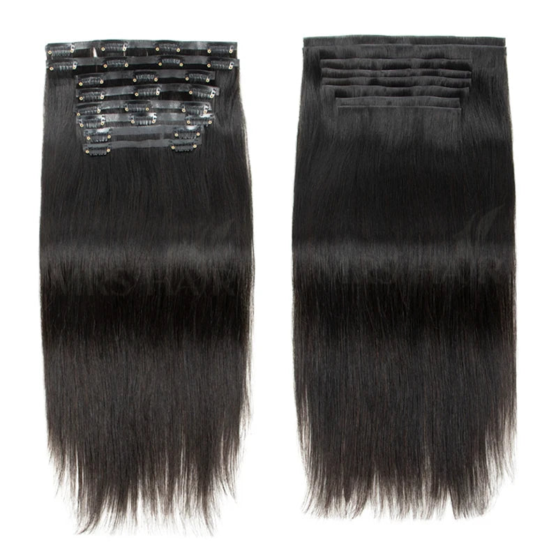 Invisible Seamless PU Clip In Human Hair Extension Tape Weft Clip in Extensions 7Pcs/set 12-24inch 100G 120G Clip on Hair