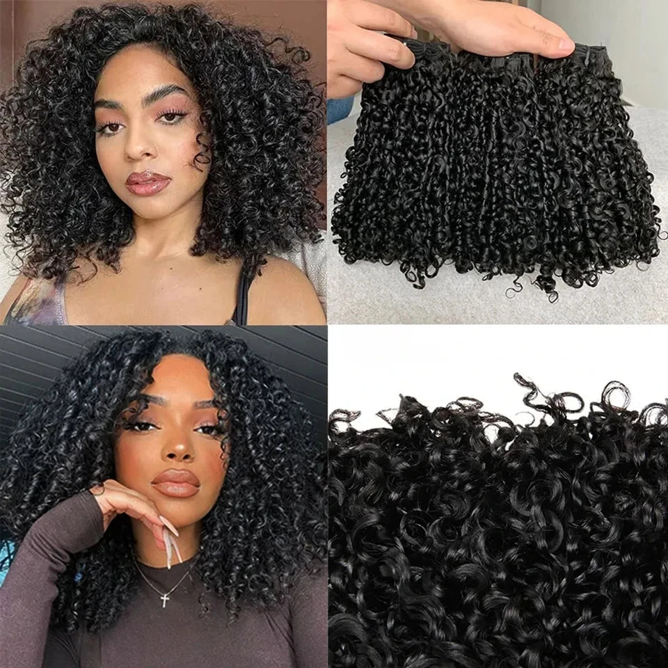 3B 4C Burmese Pixie Curly Hair Bundles Virgin Human Hair Burmese Vietnamese Raw Human Hair Extensions Wholesale For Full Head