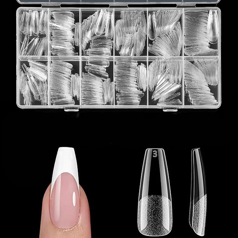600Pcs Soft Gel Nail Tips Full Cover Coffin Almond Oval Set