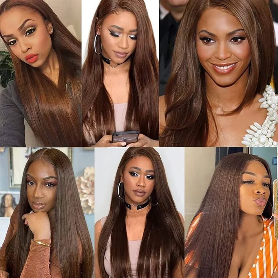Straight  Chocolate Brown 1/3/4Human Hair Bundles Deal  Human Hair Weaving Wefts Remy Human Hair Extensions for Women  100 G/Pcs