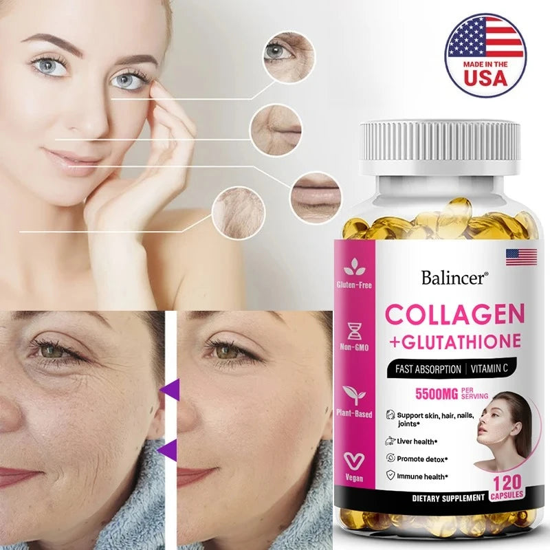 Glutathione Collagen Capsules – Skin Glow, Hair & Nails, Non-GMO
