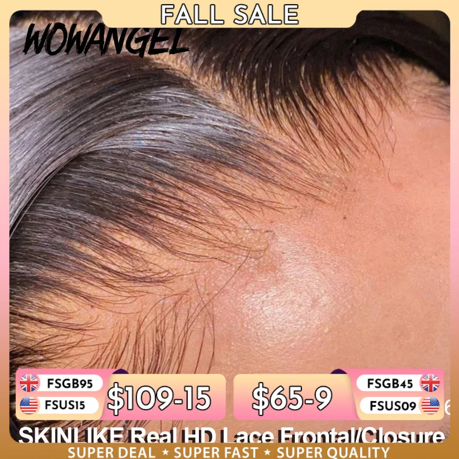 WOW ANGEL HD Lace 5x5 6x6 13x4 13x6 HD Lace Frontal Only Melt Skin Straight Hair Pre Plucked invisible HD Lace Closure Only