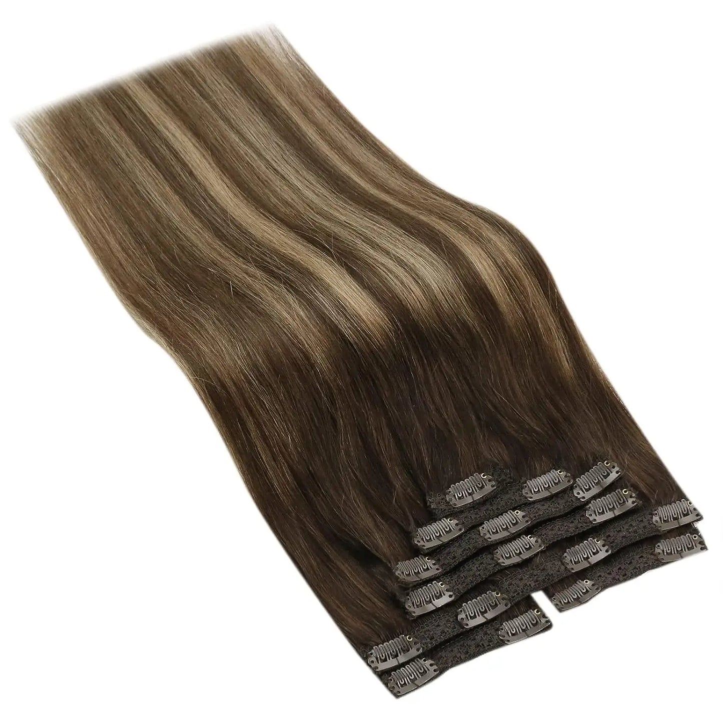 Double Weft Clip In Hair Extensions Brazilian Remy 7Pcs 100g