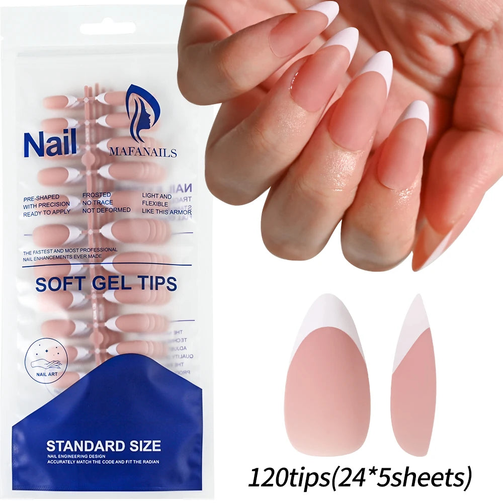 Almond Pink French Press-On Nails Glossy Full Cover Tips Set