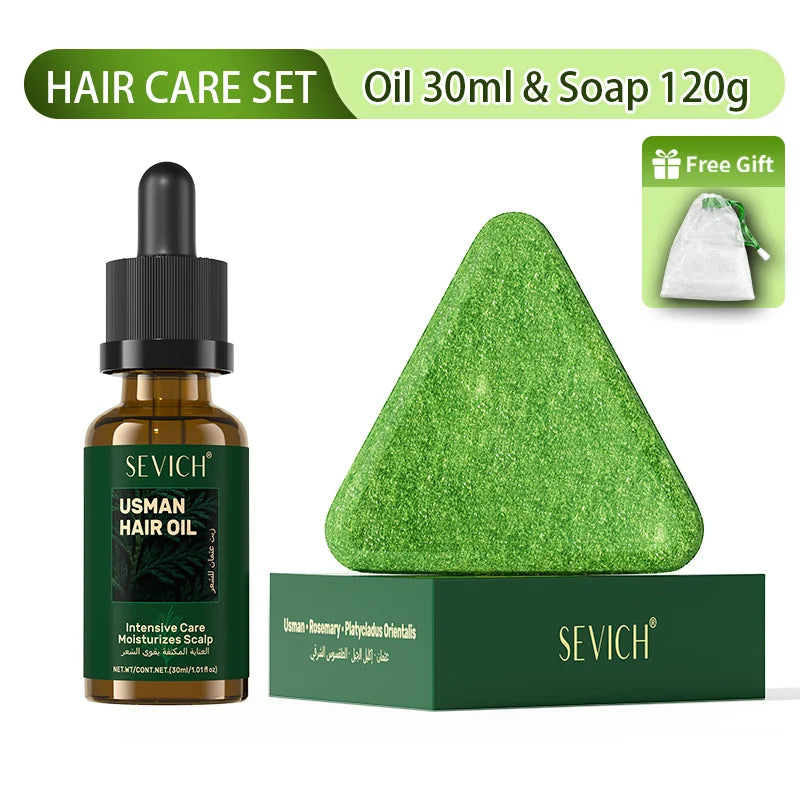 Anti Hair Loss Serum Set Hair Growth Essential Oil Usman Hair Regrowth Shampoo Soap Hair Care Thickening Oil Spray For Men Women