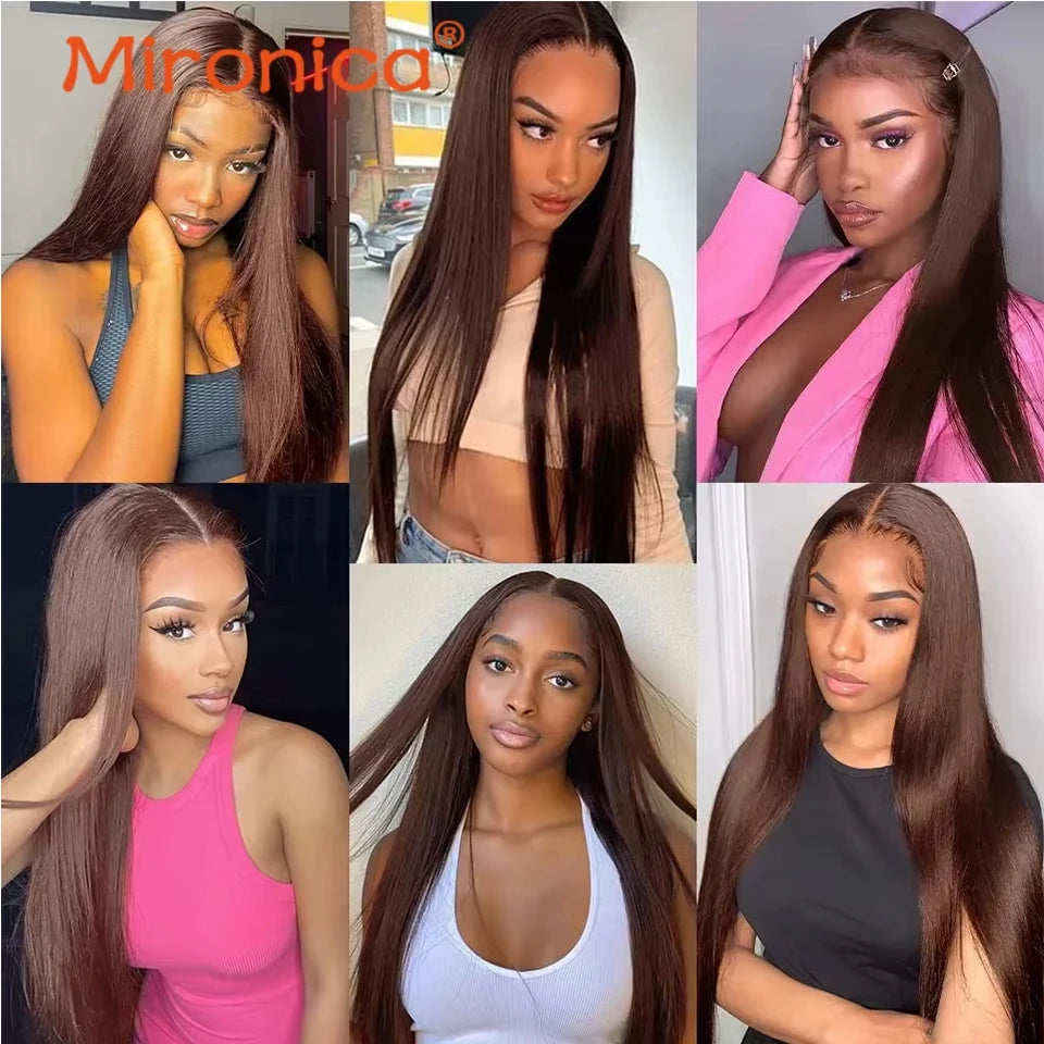 Straight  Chocolate Brown 1/3/4Human Hair Bundles Deal  Human Hair Weaving Wefts Remy Human Hair Extensions for Women  100 G/Pcs