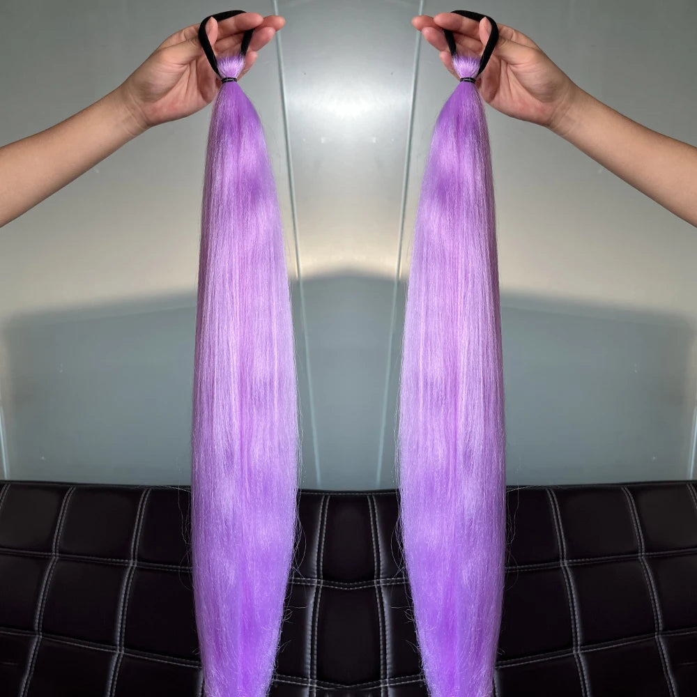 Vibrant 2Pcs Colorful Ponytail Extension Long Straight DIY Braid