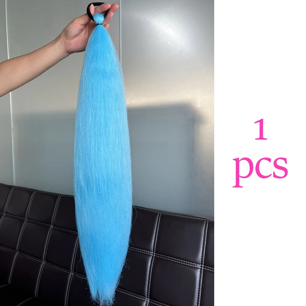 Vibrant 2Pcs Colorful Ponytail Extension Long Straight DIY Braid