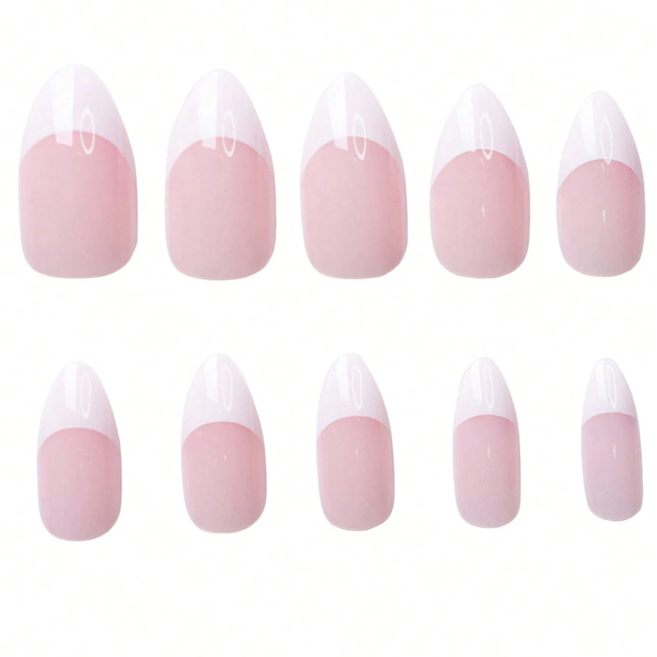 Almond Pink French Press-On Nails Glossy Full Cover Tips Set