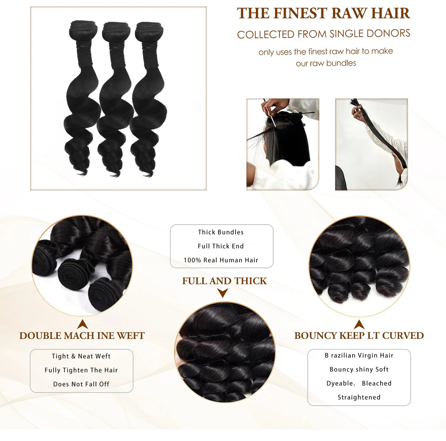Brazilian Loose Wave Raw Human Hair Bundles