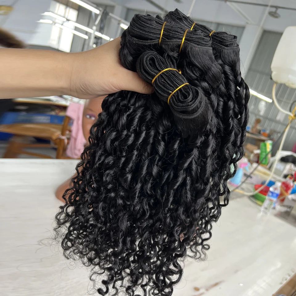 3B 4C Burmese Pixie Curly Hair Bundles Virgin Human Hair Burmese Vietnamese Raw Human Hair Extensions Wholesale For Full Head