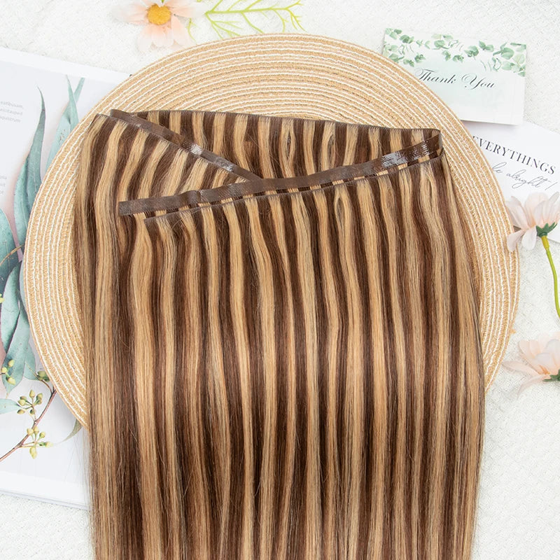 Invisible Tape Weft Human Hair Extensions – Brown Flat Weft