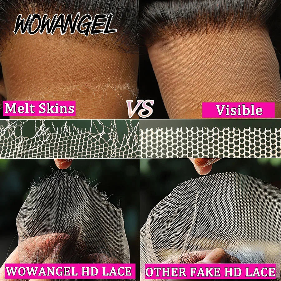 WOWANGEL 2x6 Deep Parting HD Lace Closure Frontal Only Melt Skin Straight Hair Kim K Closure Pre Plucked Virgin Hair For Woman
