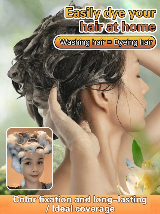 Natural Hair Dye Shampoo Plant Flower Scent Home Single Dose Temporary Hair Dye Long-lasting Color Cover Gray Hair for Women Men