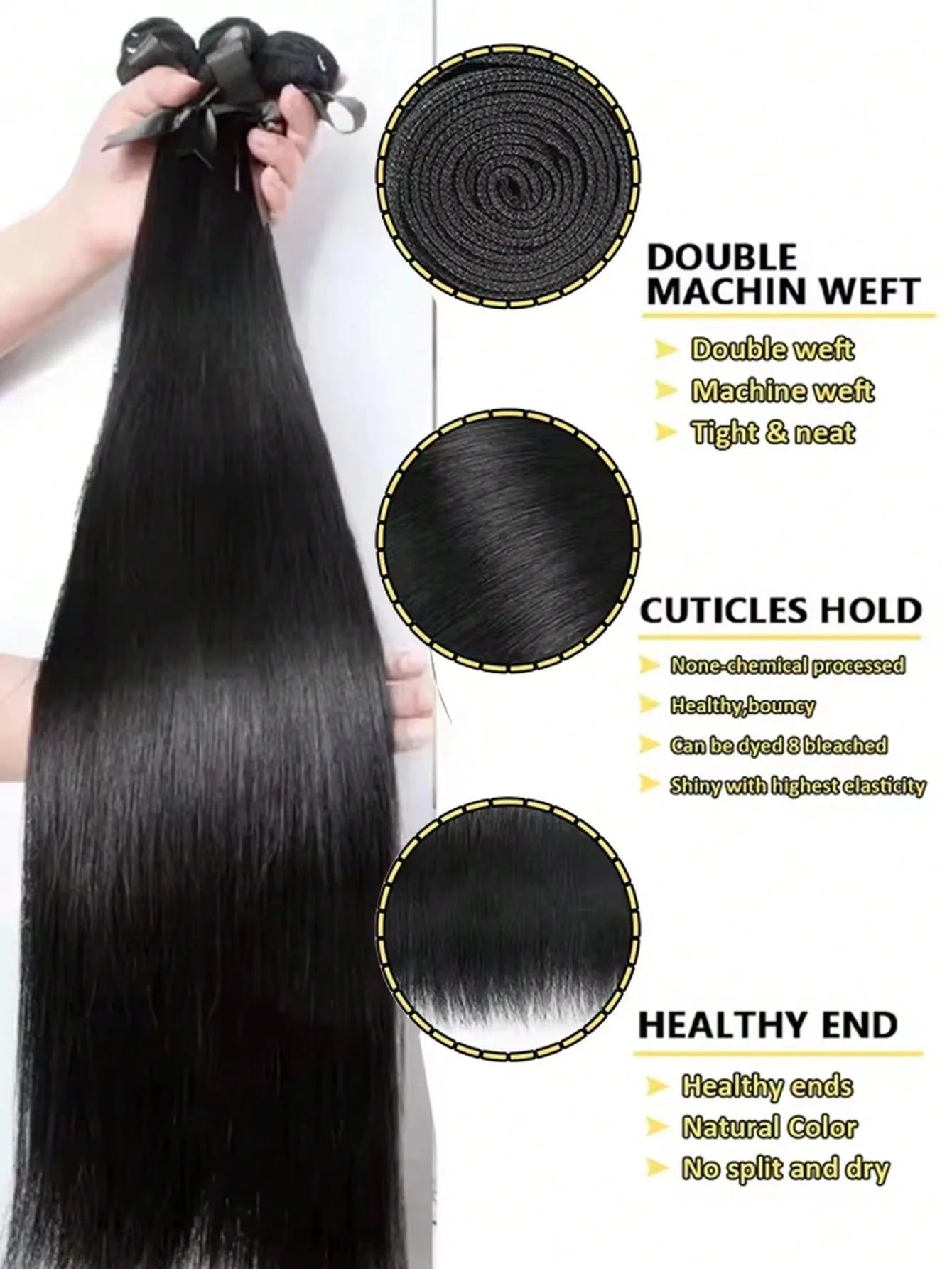 24 26 28 30 Inch 15A Human Hair Bundles Straight Bundles Human Hair Unprocessed Brazilian Virgin Hair Straight 3/4 Bundles Unit