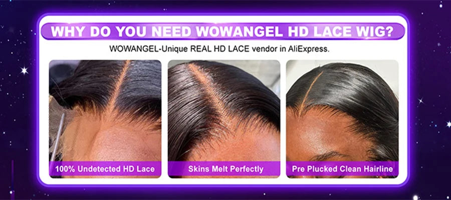 WOWANGEL 2x6 Deep Parting HD Lace Closure Frontal Only Melt Skin Straight Hair Kim K Closure Pre Plucked Virgin Hair For Woman