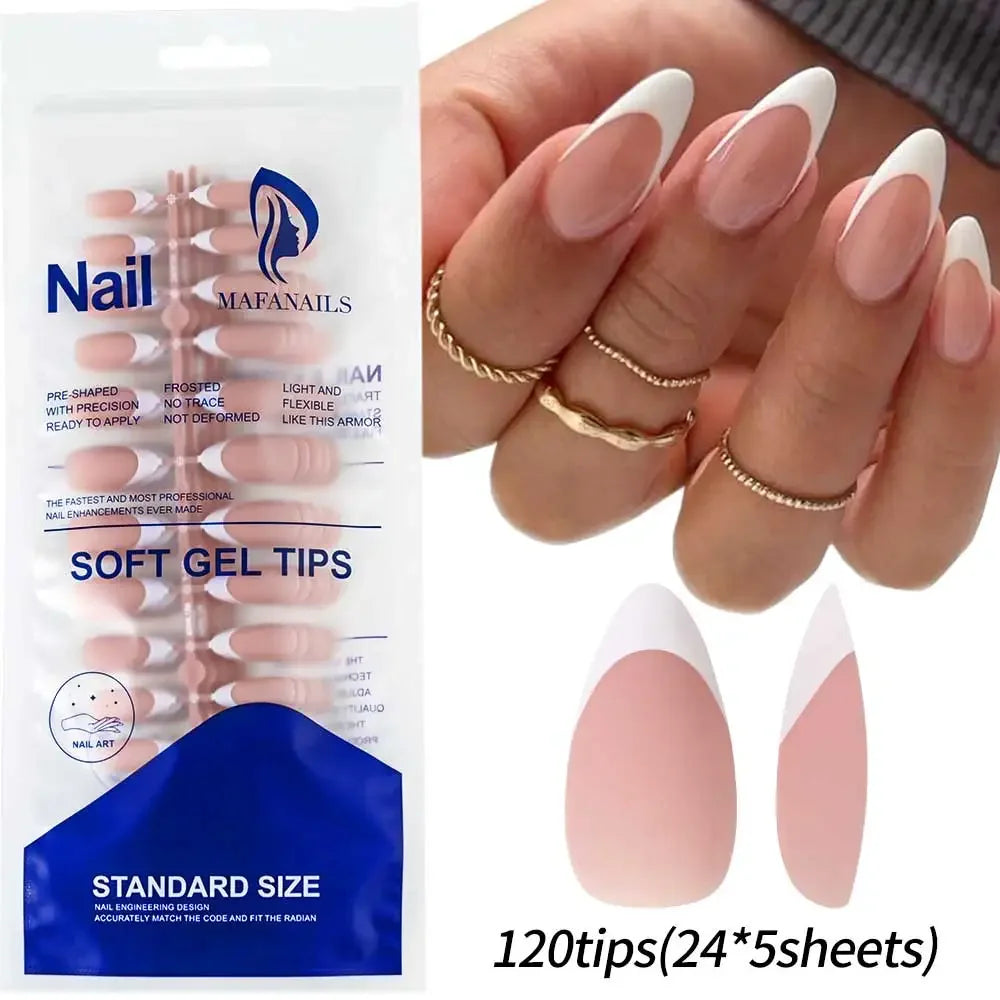 120pcs Pink Ombre Coffin Press-On Nails – Glossy