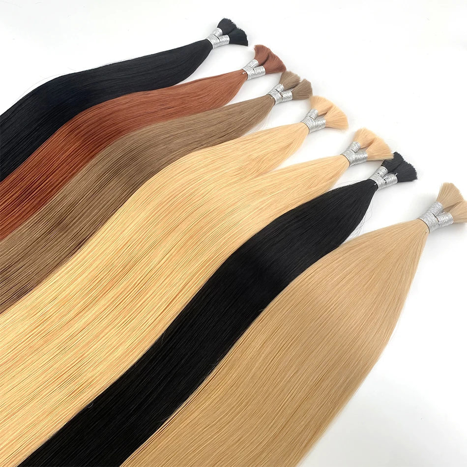 Shinehair Wholesale Straight Human Hair Bulk 100% Real Human Hair Extensions Highlight 16A Natural Black Hair Bundle Blonde 613