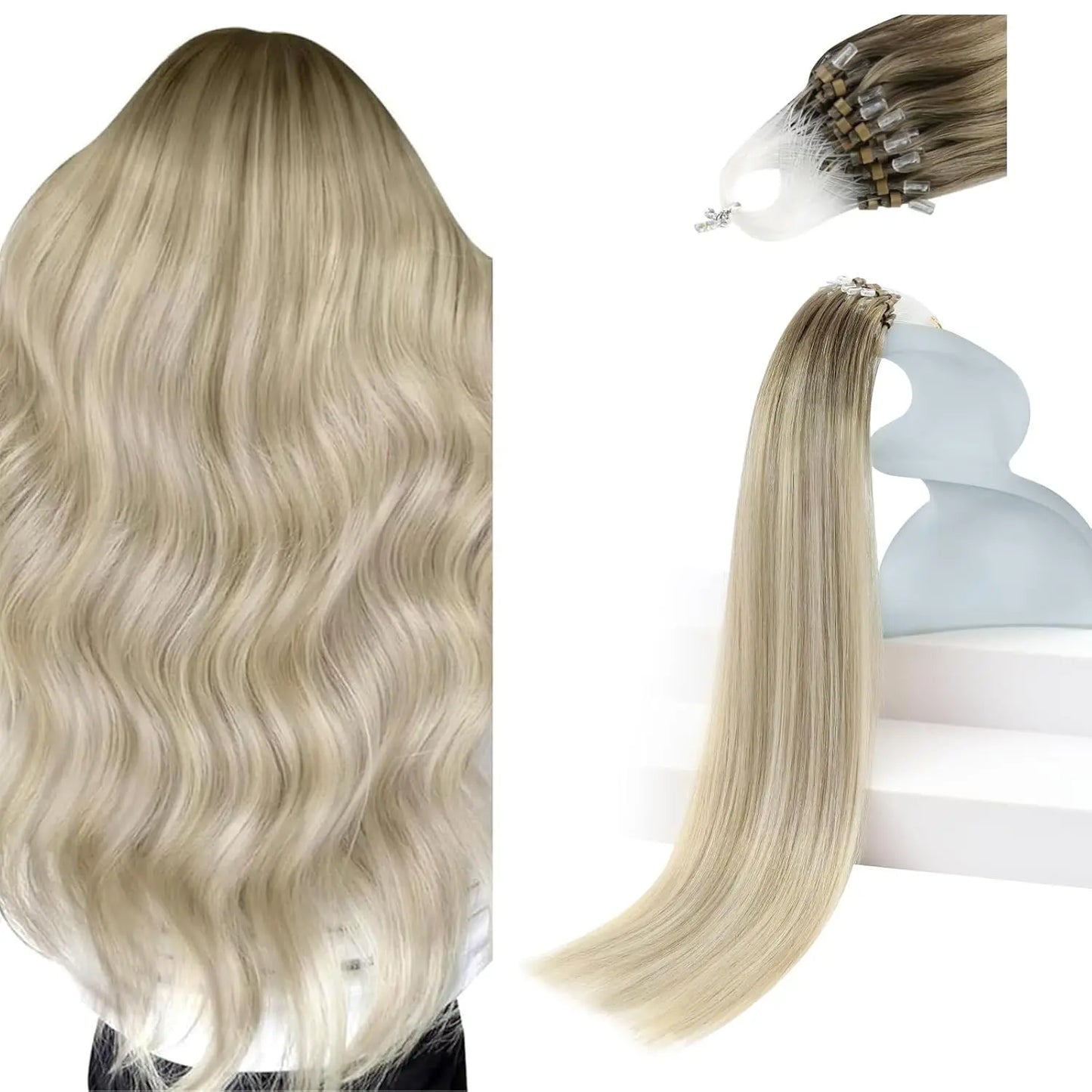 Remy Micro Ring Human Hair Extensions – No Heat, No Damage, 1g Strands
