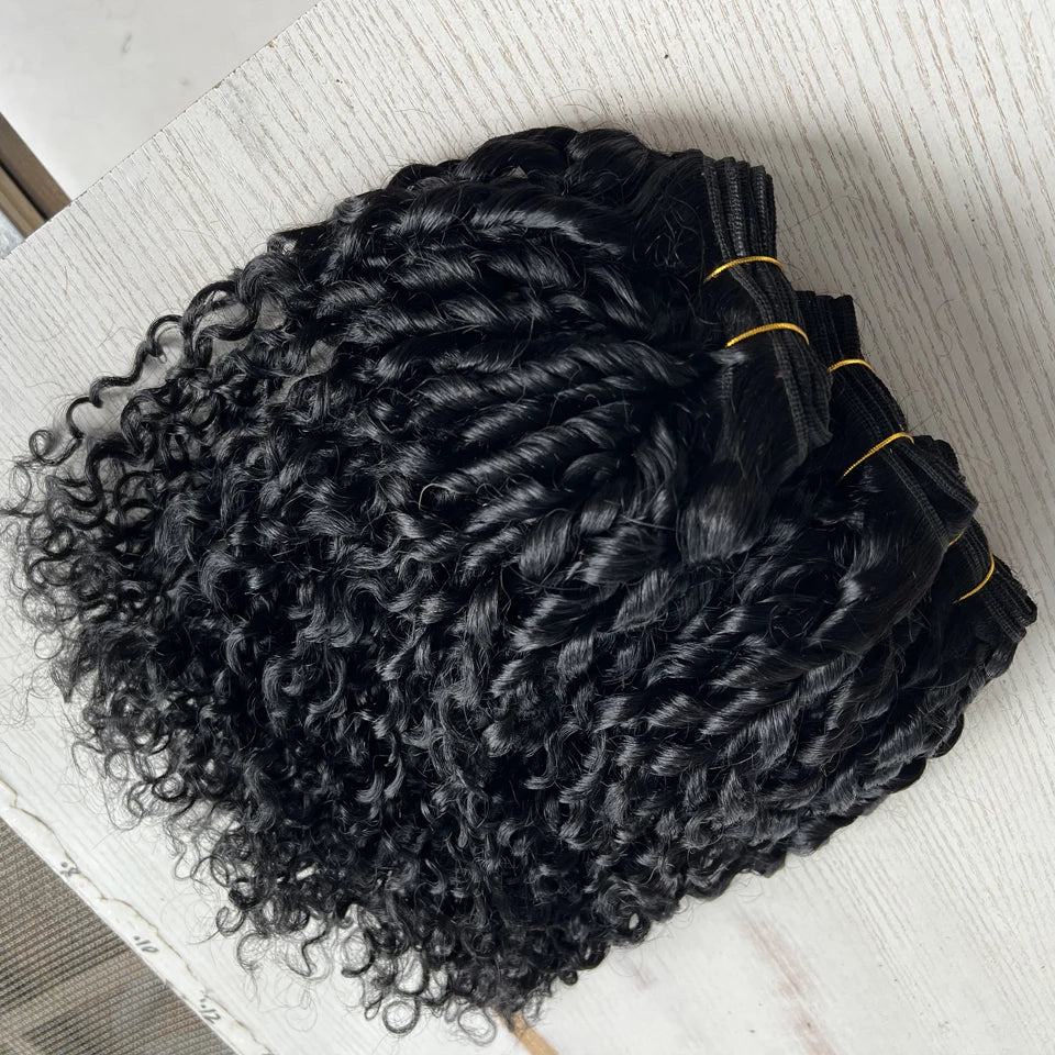 3B 4C Burmese Pixie Curly Hair Bundles Virgin Human Hair Burmese Vietnamese Raw Human Hair Extensions Wholesale For Full Head
