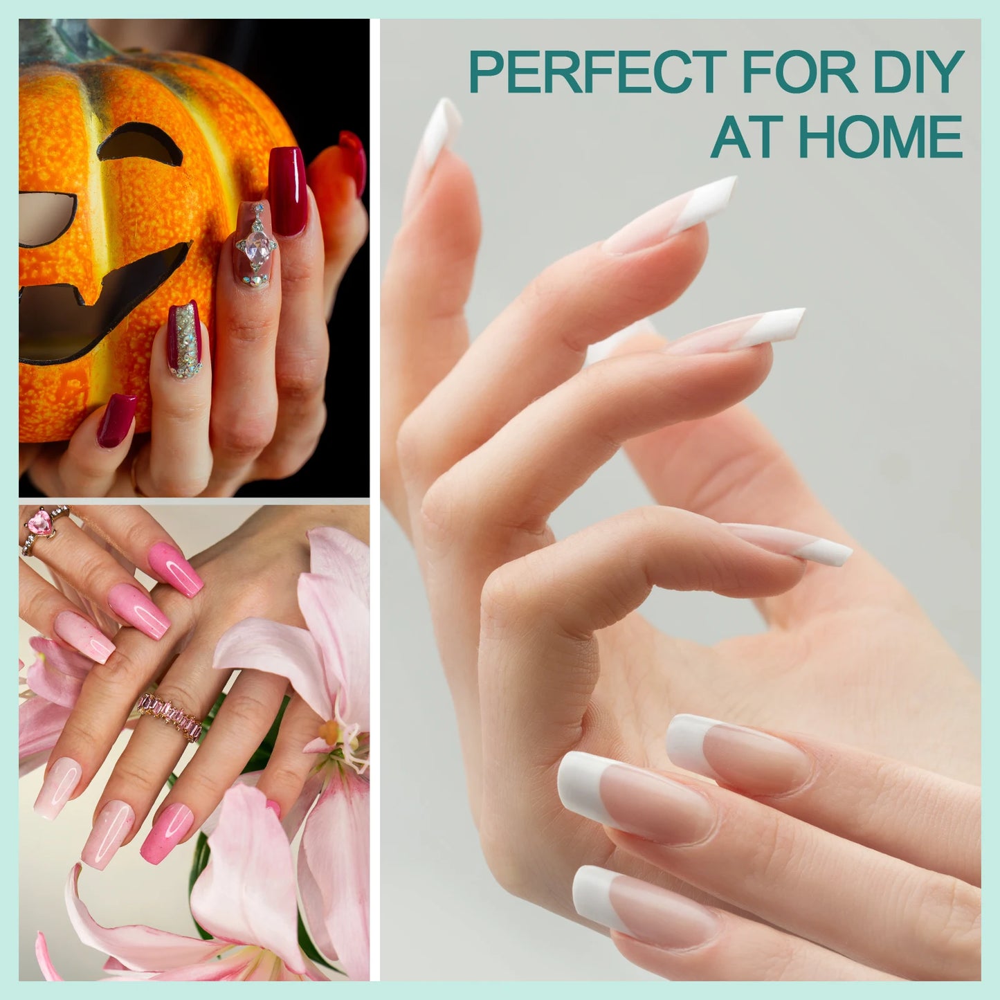 Nailpop 120Pcs Gel X Nail Tips Almond Square Full Cover Set