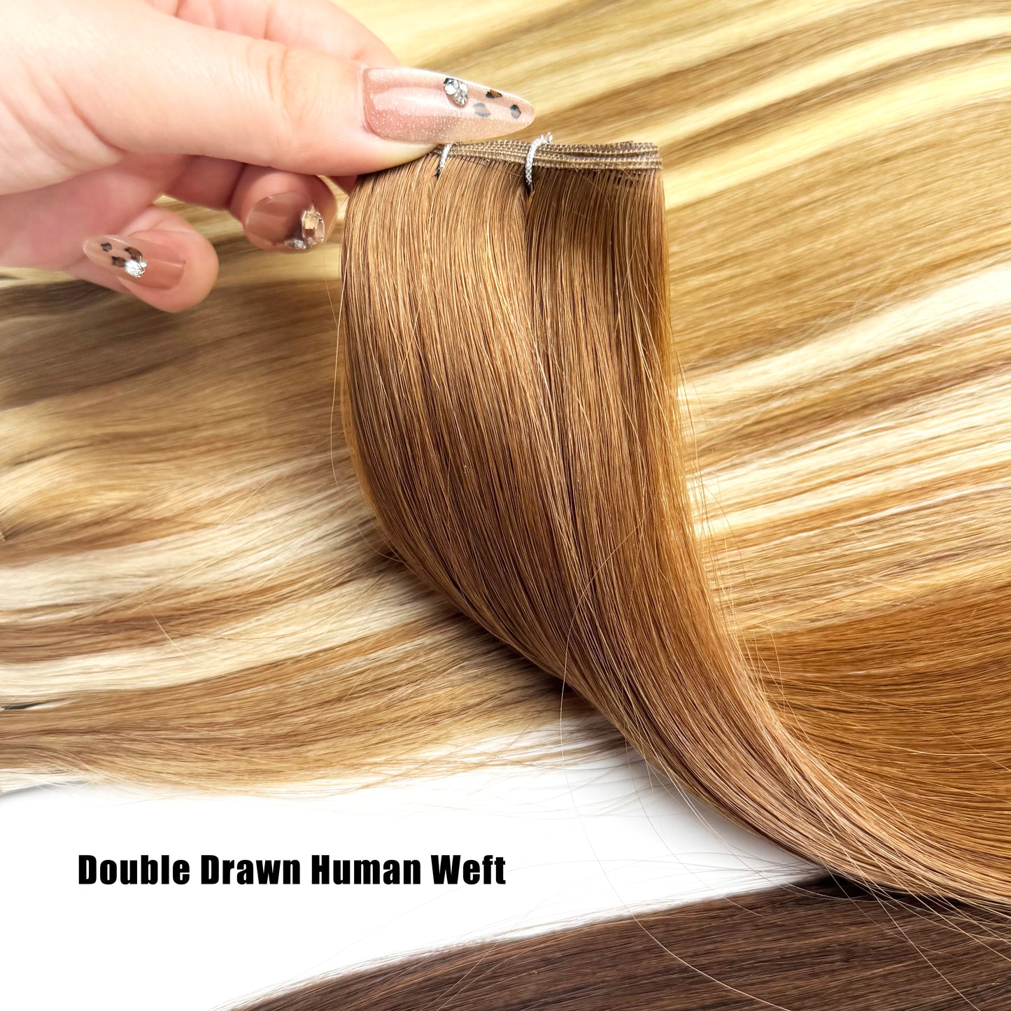 Double Drawn Genius Weft Extensions Blonde Virgin Hair 100g