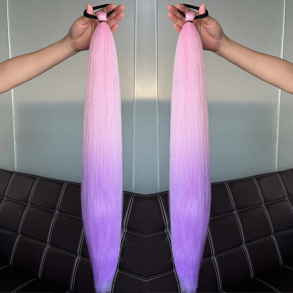 Vibrant 2Pcs Colorful Ponytail Extension Long Straight DIY Braid