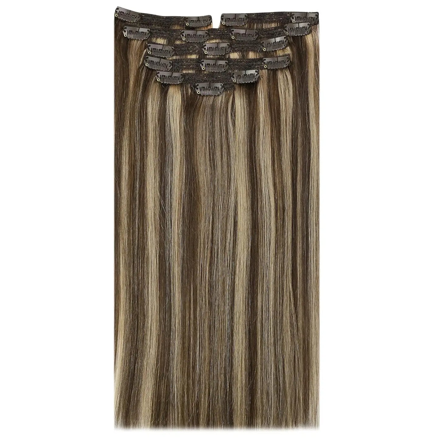 Double Weft Clip In Hair Extensions Brazilian Remy 7Pcs 100g